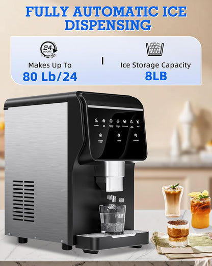 Nugget Ice Maker Machine 80LB/24H, Ice Makers Countertop 6 LB Ice Storage, Chewable Pellet, Ice