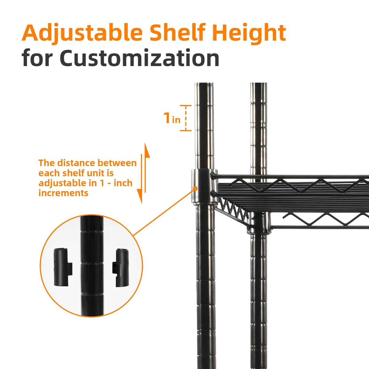 Elevon 5-Tier Storage Shelves, Adjustable Metal Wire Shelving Unit with Leveling Feet Heavy Duty