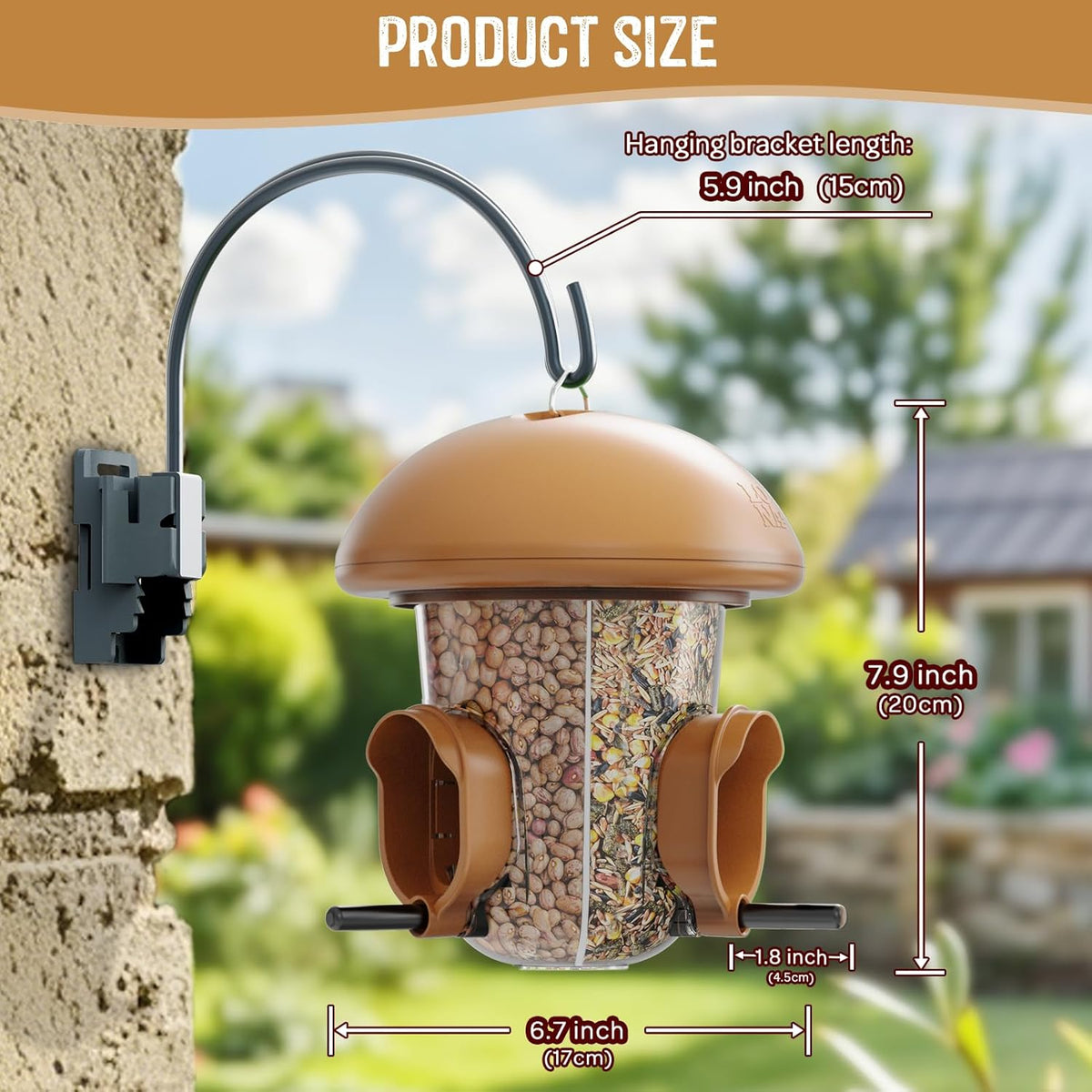 LONA Bird Feeders for Outdoors Hanging – 3 Separate Compartments, 3 Feeding Ports, Weatherproof