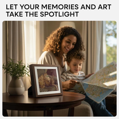 Homeforia 8x8 Picture Frame Brown, High-End Dark Oak 8 x 8 Square Brown Wood Frame with Mat 6 by 6