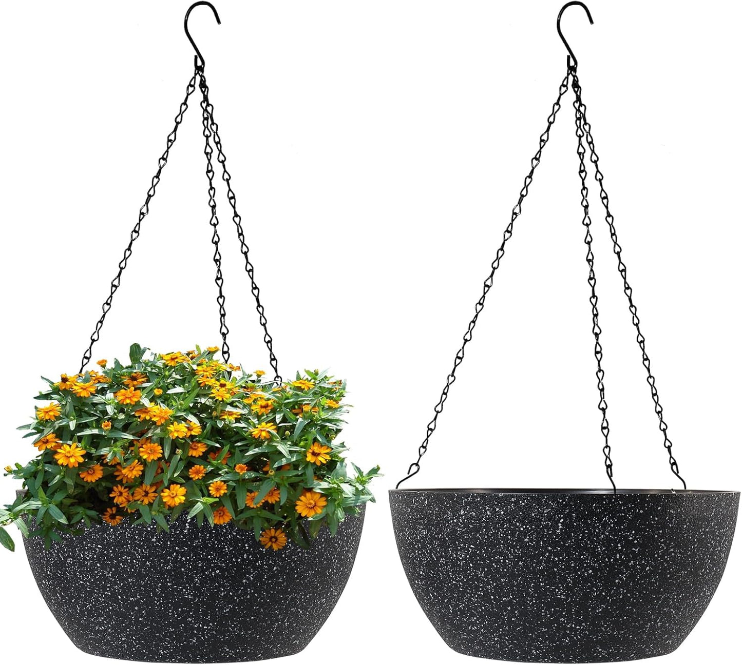 13 inch Large Hanging Planters Plant Pots for Outdoor Indoor Plants with Drainage Holes and Chain