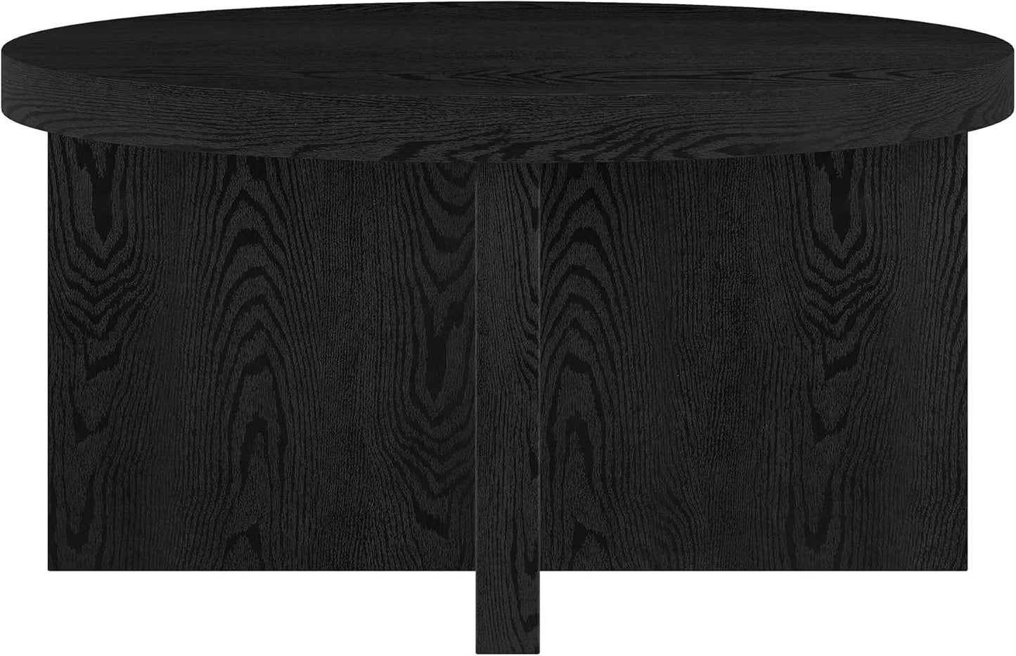 Henn&Hart 33" Round Wood Pedestal Low-Profile Coffee Table for Living Room, Family Room, Office or