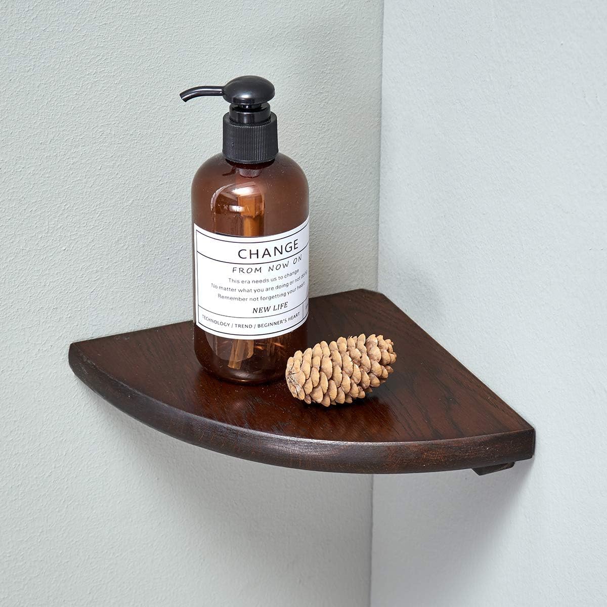 Corner Shelf, 7inch Solid Walnut Wood Floating Corner Shelf Wall Mount Round End Floating Speaker