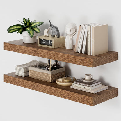 Heimlove 36 Inch Long Walnut Floating Shelf for Wall, 12" Deep Floating Shelves Wall Shelves for