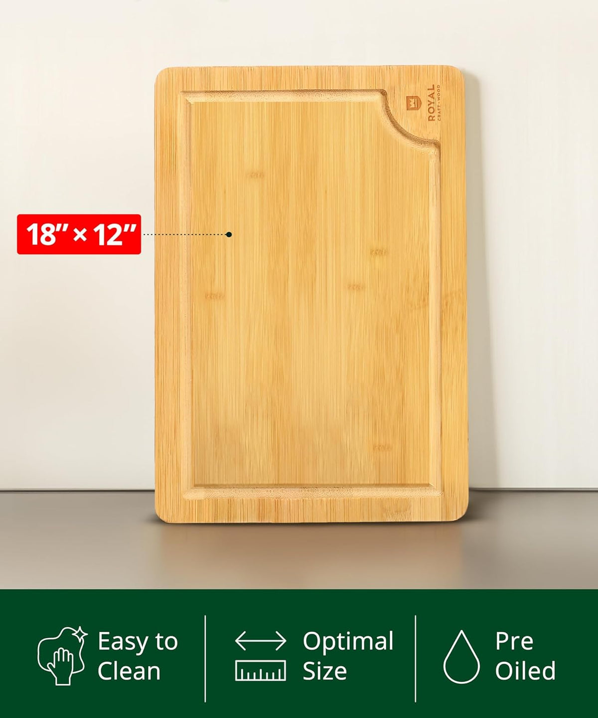 ROYAL CRAFT WOOD Extra Large Cutting Boards for Kitchen Meal Prep & Serving-Bamboo Wood Cutting