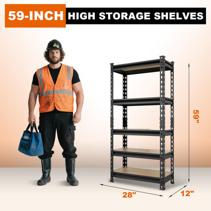 Big RED Storage Shelving Unit, 5-Tier Adjustable, Heavy Duty Metal Garage Shelves/Utility Rack for