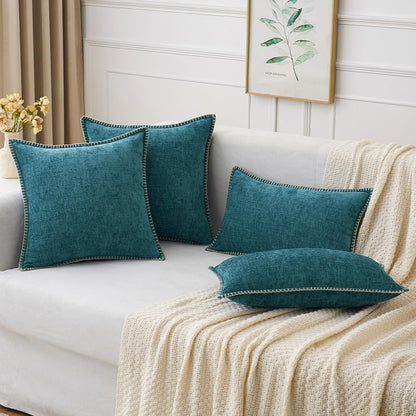 MIULEE Pack of 2 Couch Throw Pillow Covers 20x20 Inch Dark Teal Farmhouse Decorative Pillow Covers