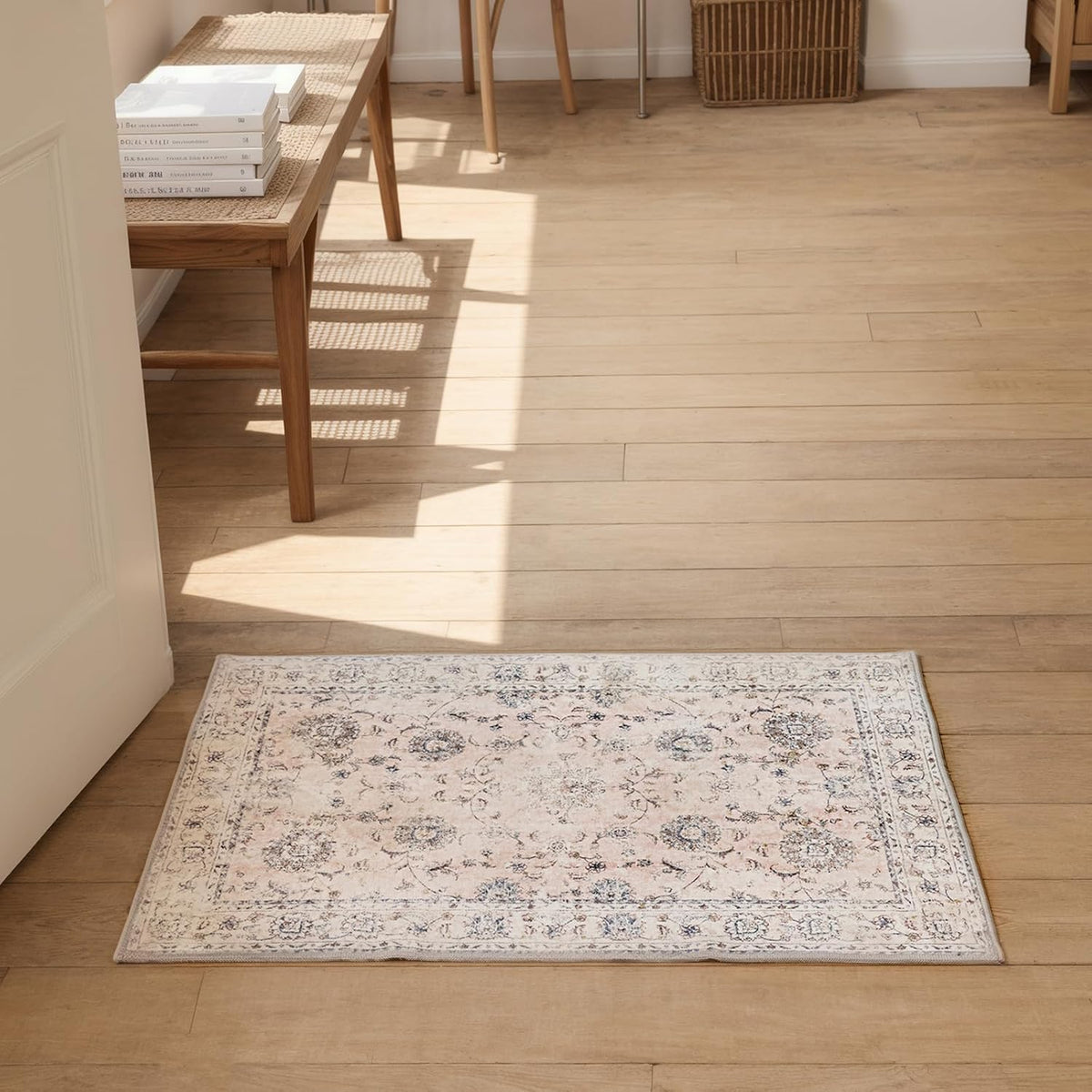 3'x5' Vintage Floral Rug - Persian Inspired Low-Pile Faux Wool Area Rug, Non-Slip Washable Small