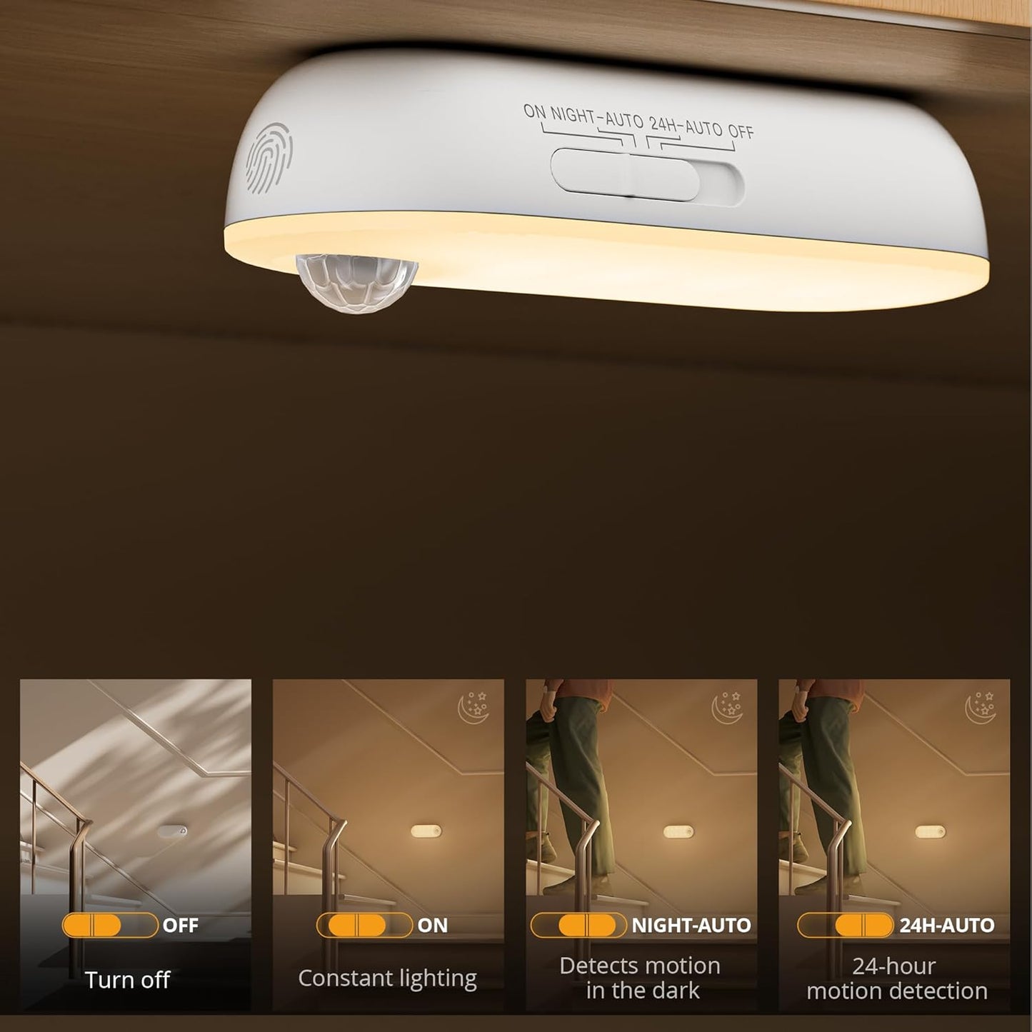 Lyridz Rechargeable Night Light with Motion Sensor, 1500mAh Battery Operated Nightlights, Stick-on