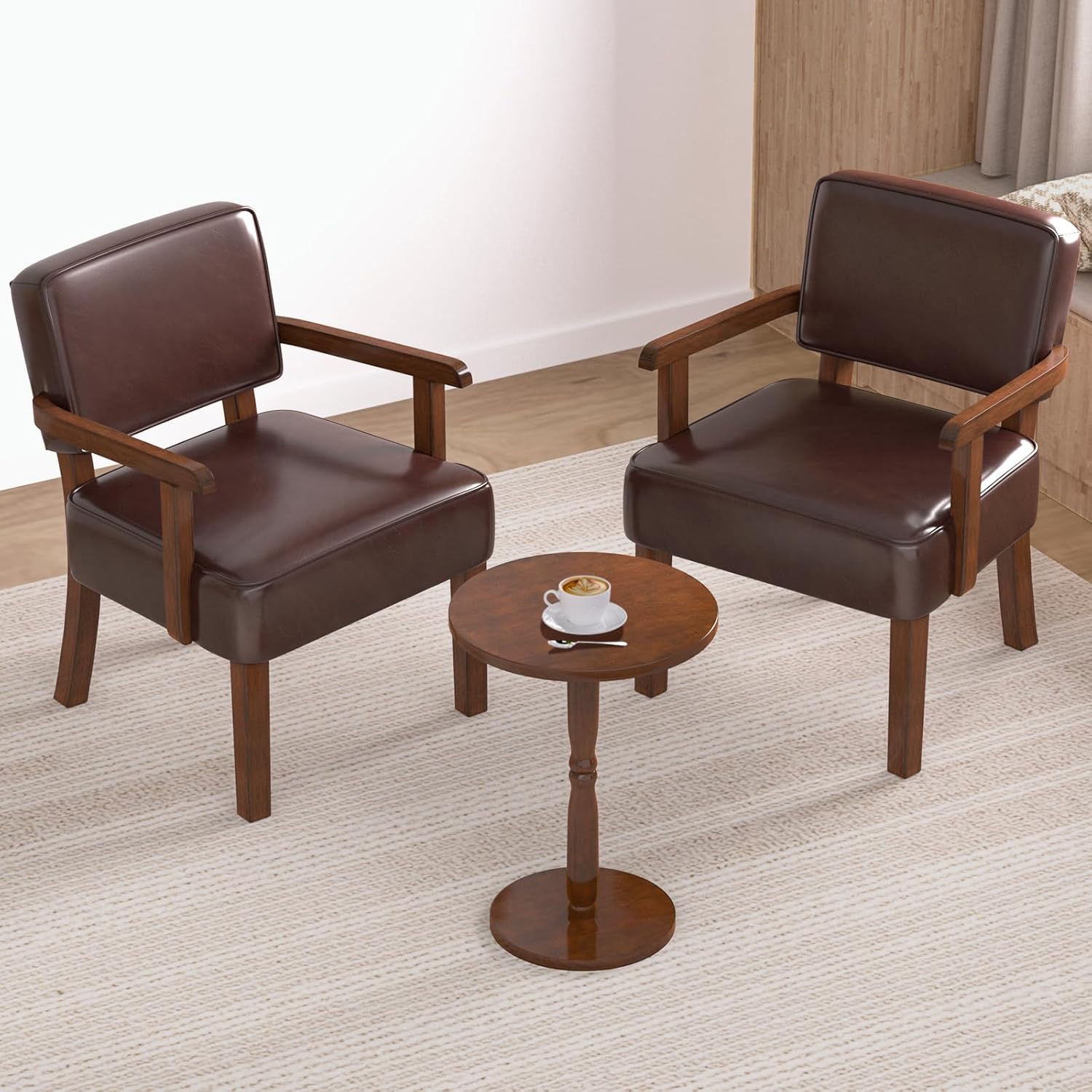 Accent Chair, PU Leather Living Room Chairs Oversize with Soft Seat and Armrests for Living Room
