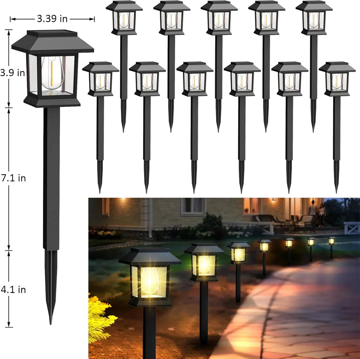 Solar Lights Outdoor,12 Pack Waterproof Auto On/Off Solar Pathway Lights for Your Garden