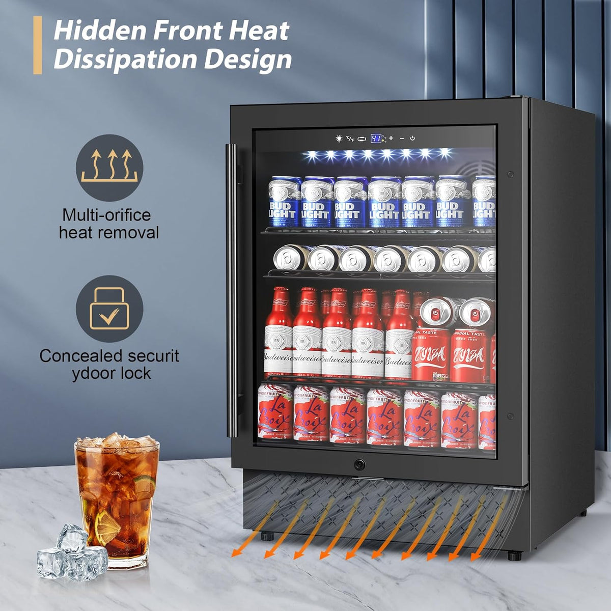 Tylza Beverage Refrigerator 24 Inch, Under Counter/Freestanding Drink Fridge, 190 Cans Beverage