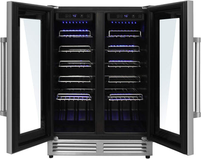 THOR Kitchen Freestanding/Under-Counter 24-Inch Dual Zone Wine Cooler in Stainless Steel - Model