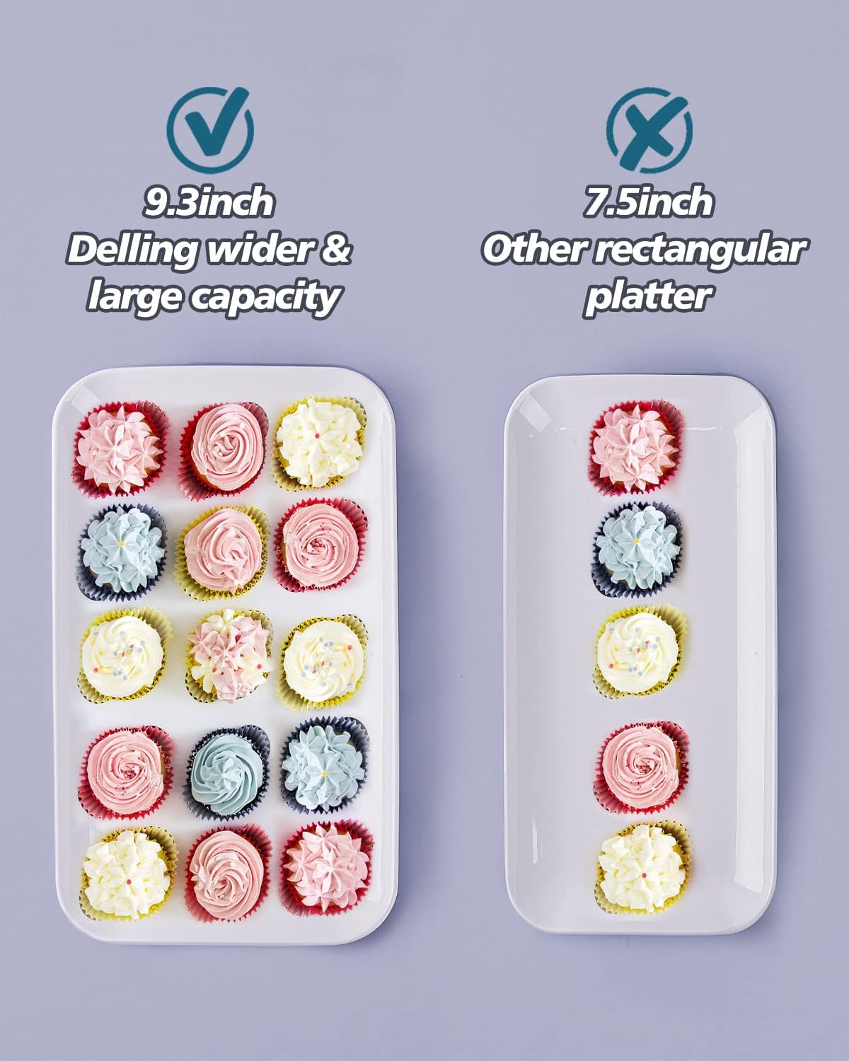 Delling 16 inch Serving Platter Set, White Porcelain Platters for Serving Food, Large Serving Trays
