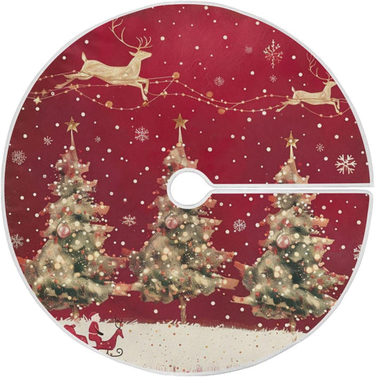 Christmas Tree Skirt, 36 Inch Christmas Trees Reindeer Xmas Tree Skirt for Christmas New Year Party