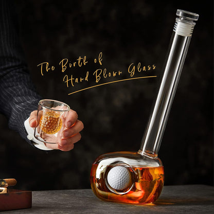 Golf Whiskey Decanter Set with 4 Golf Ball Shot Glasses, Unique Golf Gifts for Men Women, 750ml