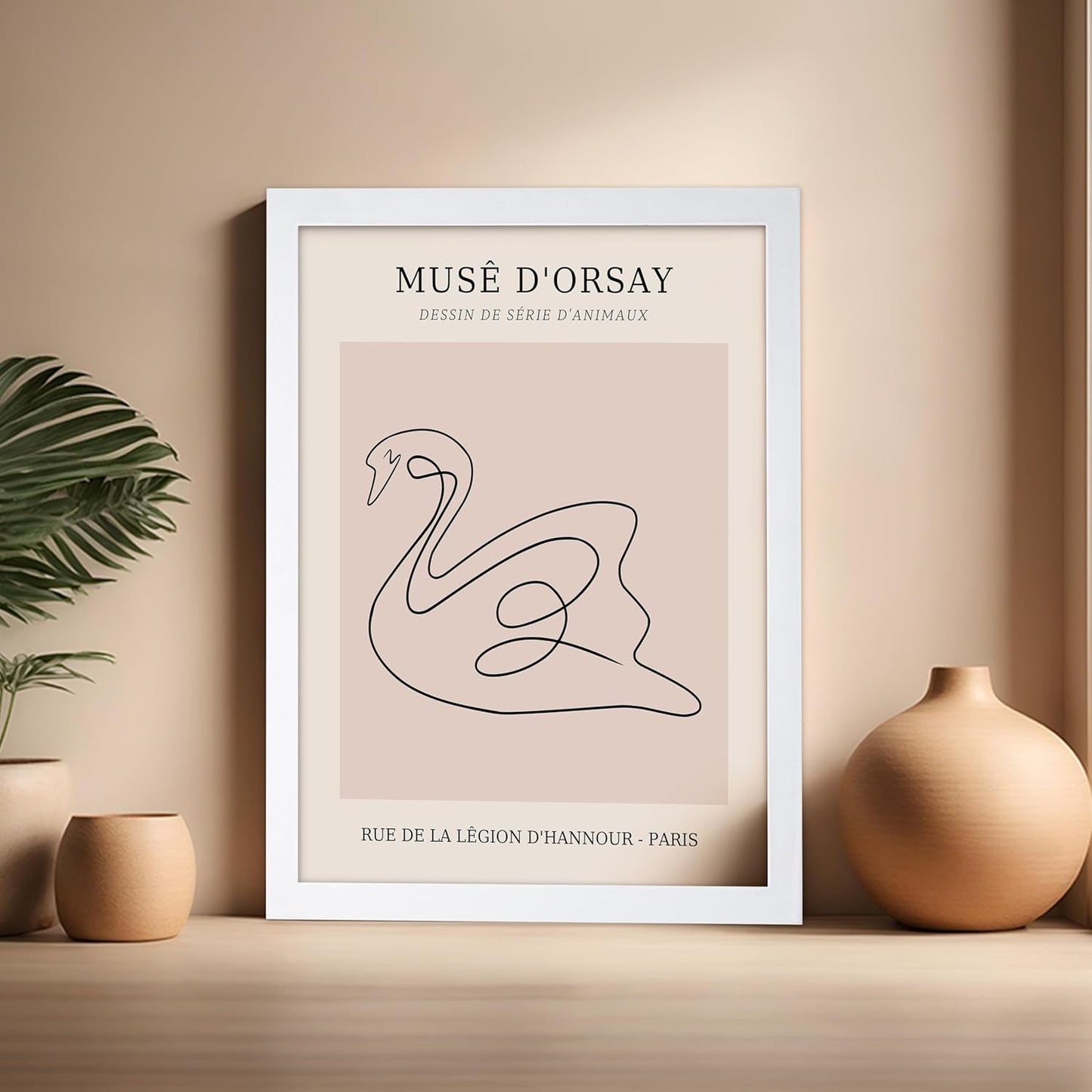 Poster Master Vintage Poster - Retro One Line Swan Drawing Print - Swan Art - Bird Art - Minimal