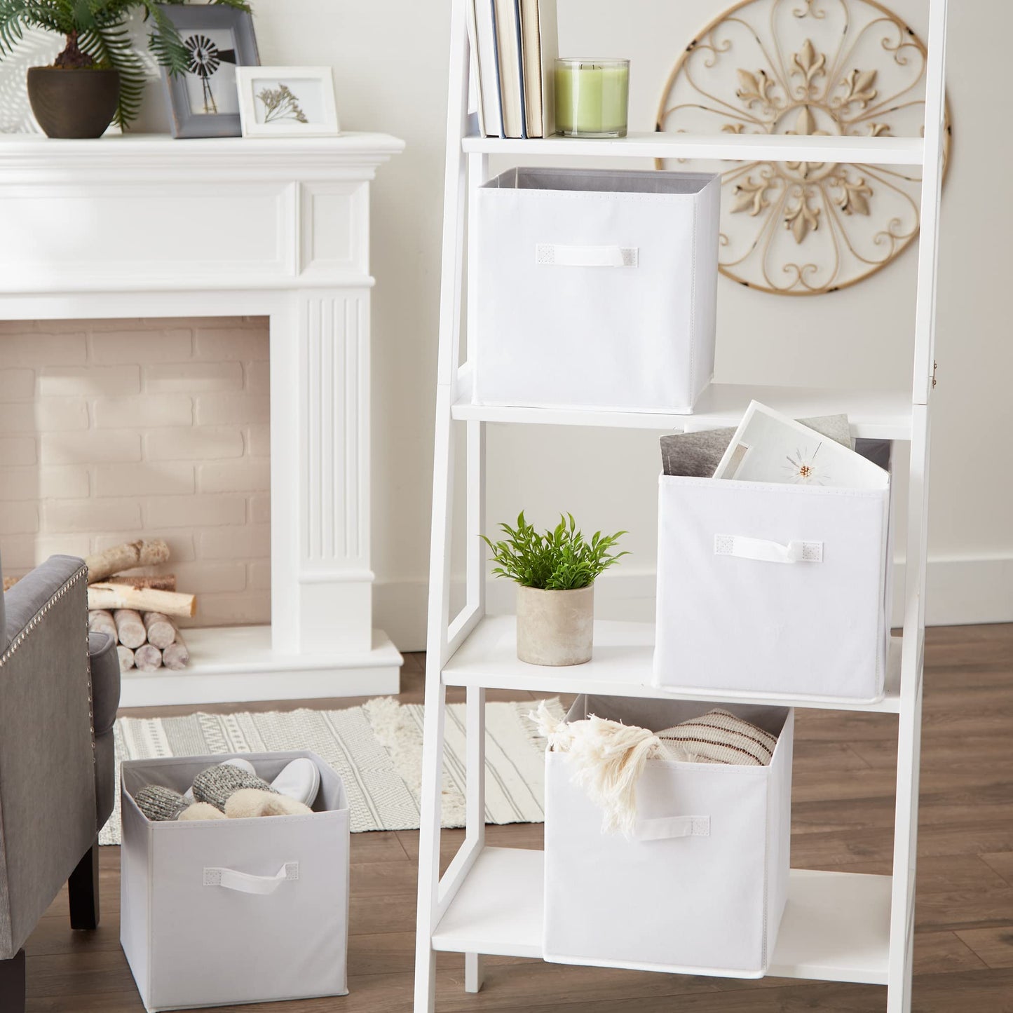 DII Collapsible Storage Organizer Bin, Small, 11" Cube, White, 4 Count