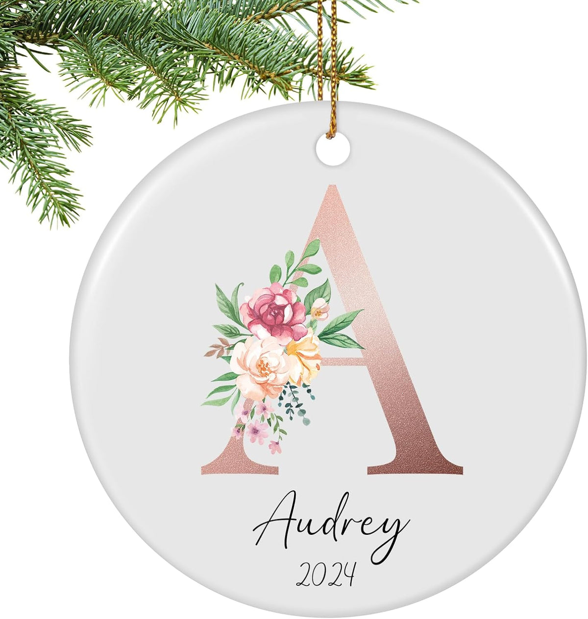 Letter Name Ornament, Personalized Christmas Ornaments 2025, Custom Initial A-Z Monogram Ornament