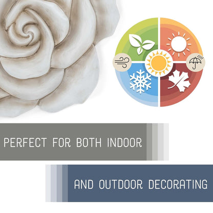 NAT & Jules Rose Flower Shaped Dimensional Indoor Outdoor 12 inch Cast Resin Decorative Garden