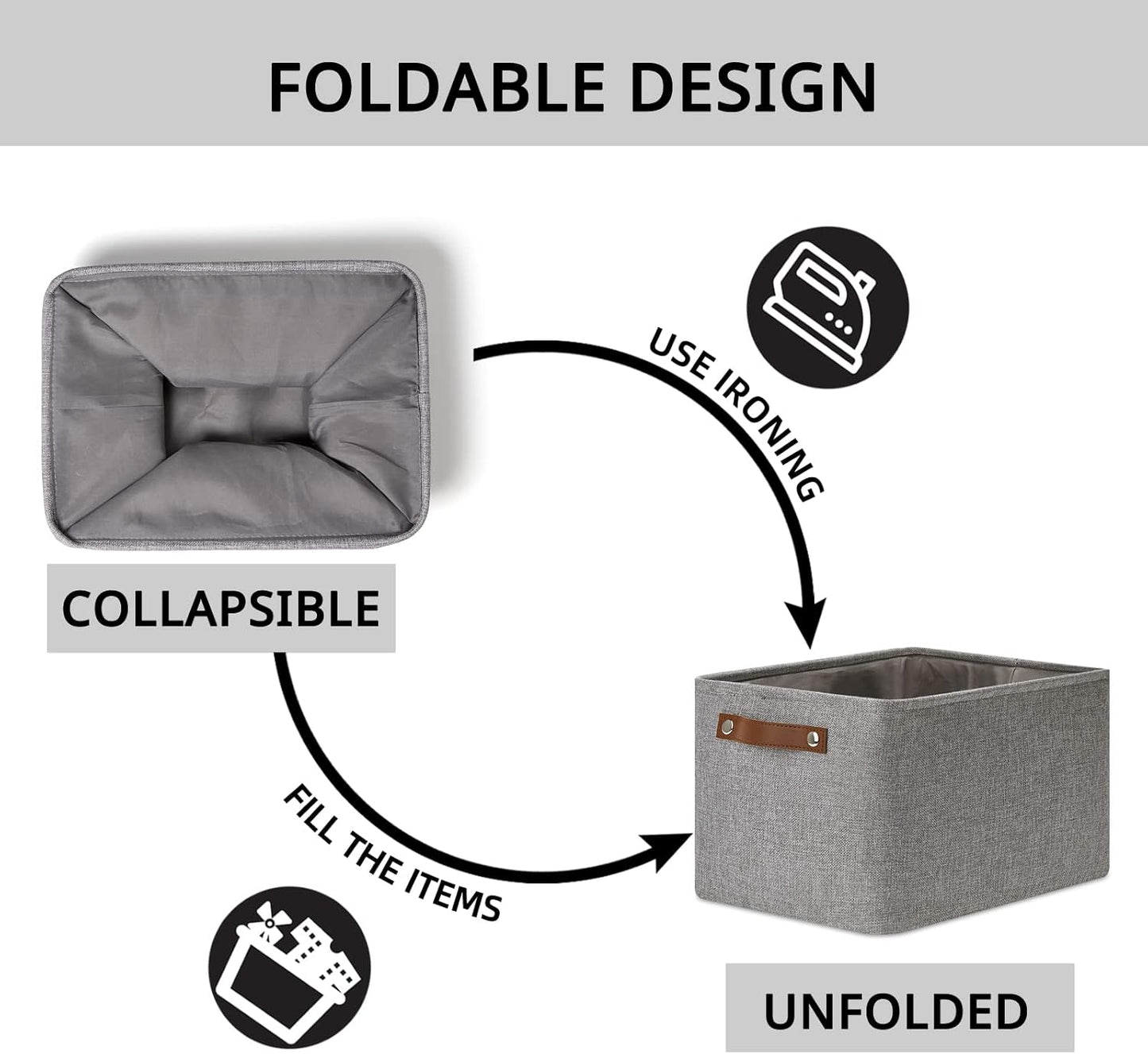 DULLEMELO Storage Baskets for Shelves, Fabric Collapsible Rectangular Storage Bins for Shelves