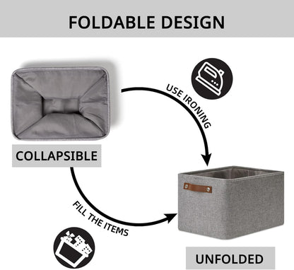 DULLEMELO Storage Baskets for Shelves, Fabric Collapsible Rectangular Storage Bins for Shelves