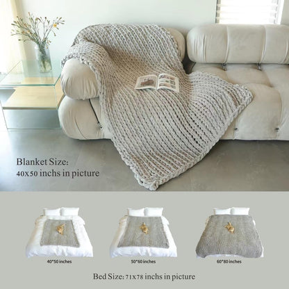 Maetoow Tighter Version Chenille Chunky Knit Blanket Throw （40×50 Inch）, Handmade Warm & Cozy