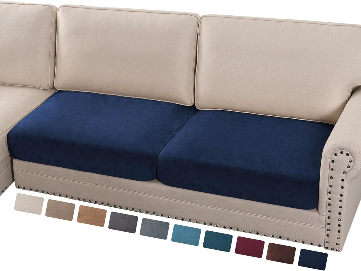 PrinceDeco Velvet Couch Cushion Cover Soft Stretch Cushion Slipcover for Chair Loveseat Sofa