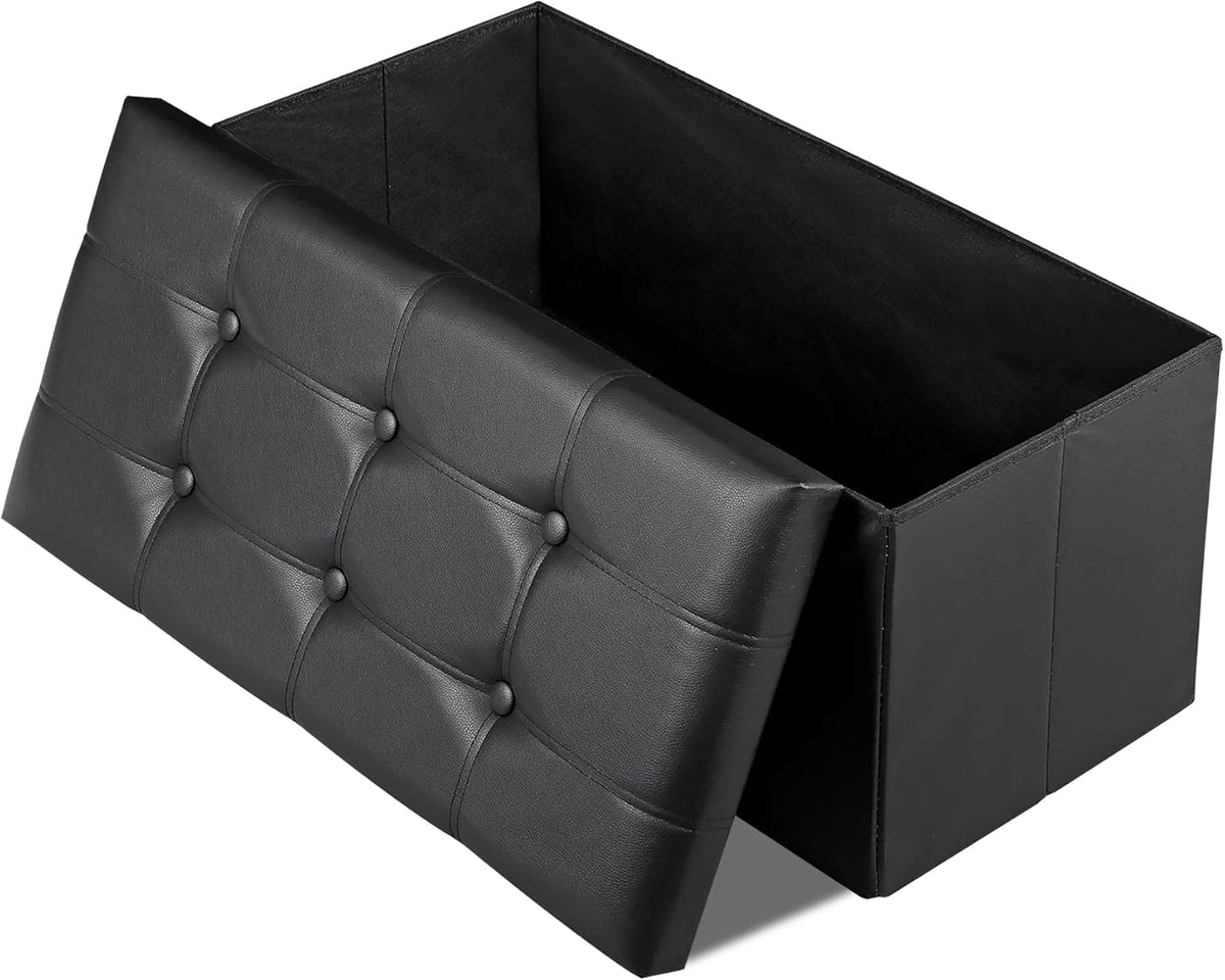 SUPER DEAL 30 inches Folding Ottoman with Storage, Bedroom Footrest Bench, Rectangle Sotrage Chest