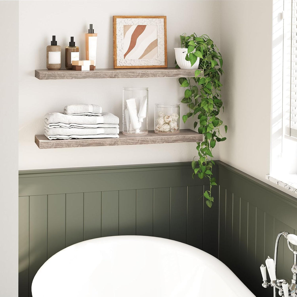 HOOBRO Floating Shelves for Wall, Wall Mounted Shelf Set of 2, 31.5" Hanging Shelf with Invisible