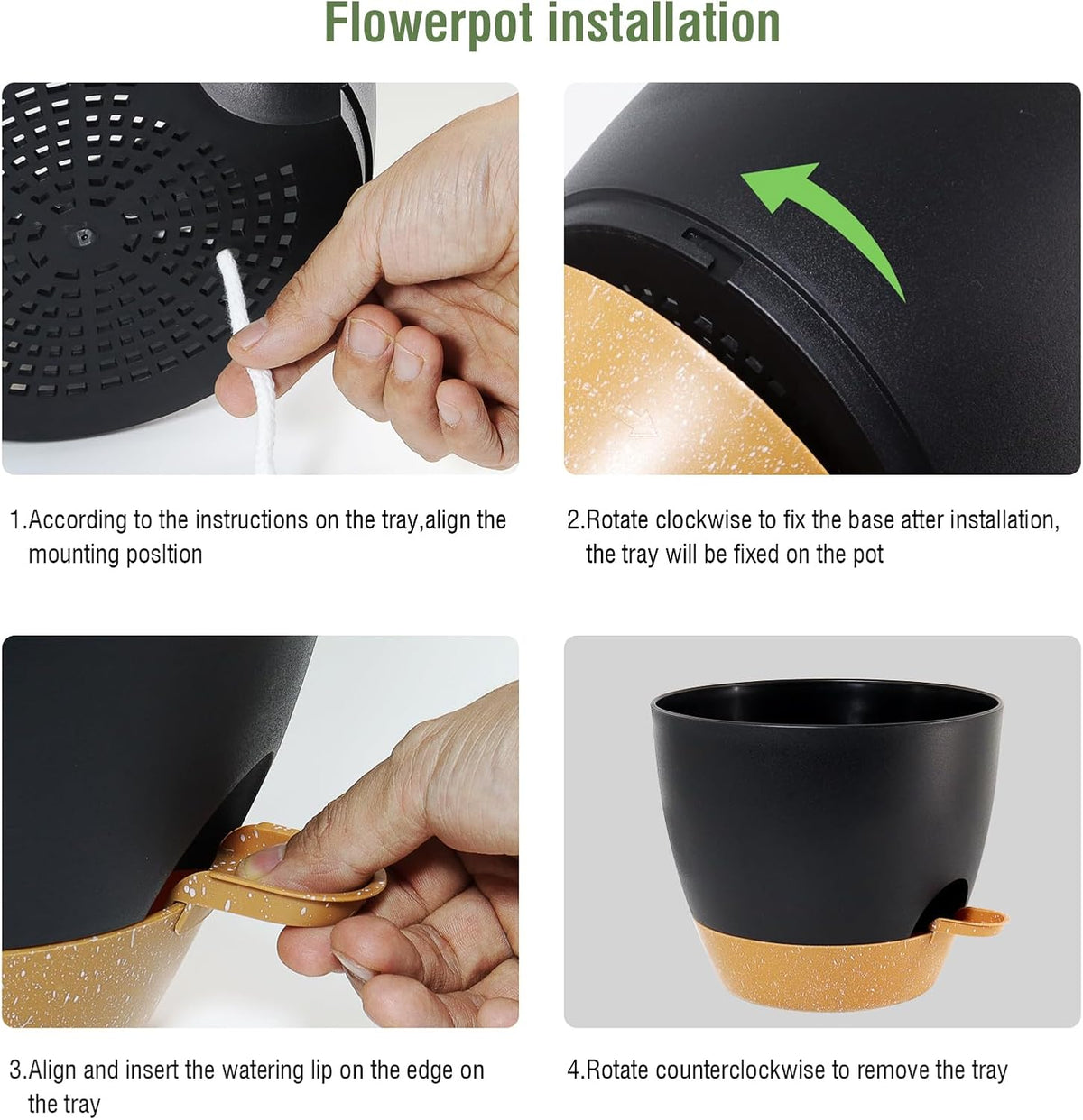 10/9/8 inch Medium Self Watering Pots, Planter, Plant Pots with Mesh Drainage Holes for Indoor