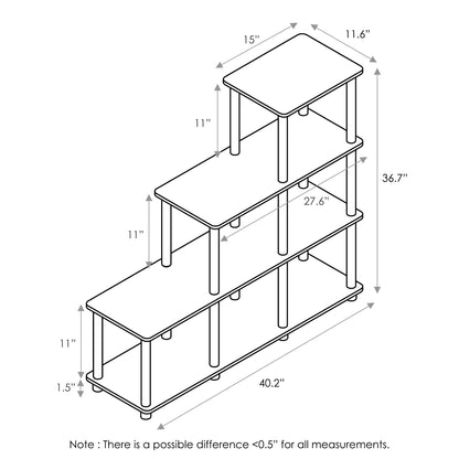 Furinno Turn-N-Tube Storage Shelves, 4-Tier Ladder Book Shelf, 6 Cube Open frame Corner Shelf