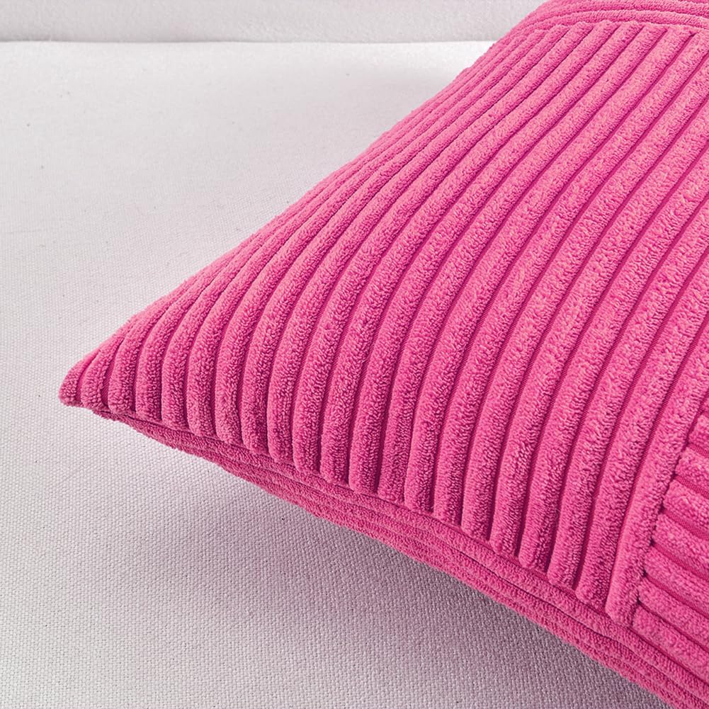 Fancy Homi 2 Packs Hot Pink Euro Decorative Throw Pillow Covers 26x26 Inch for Couch Bed Sofa