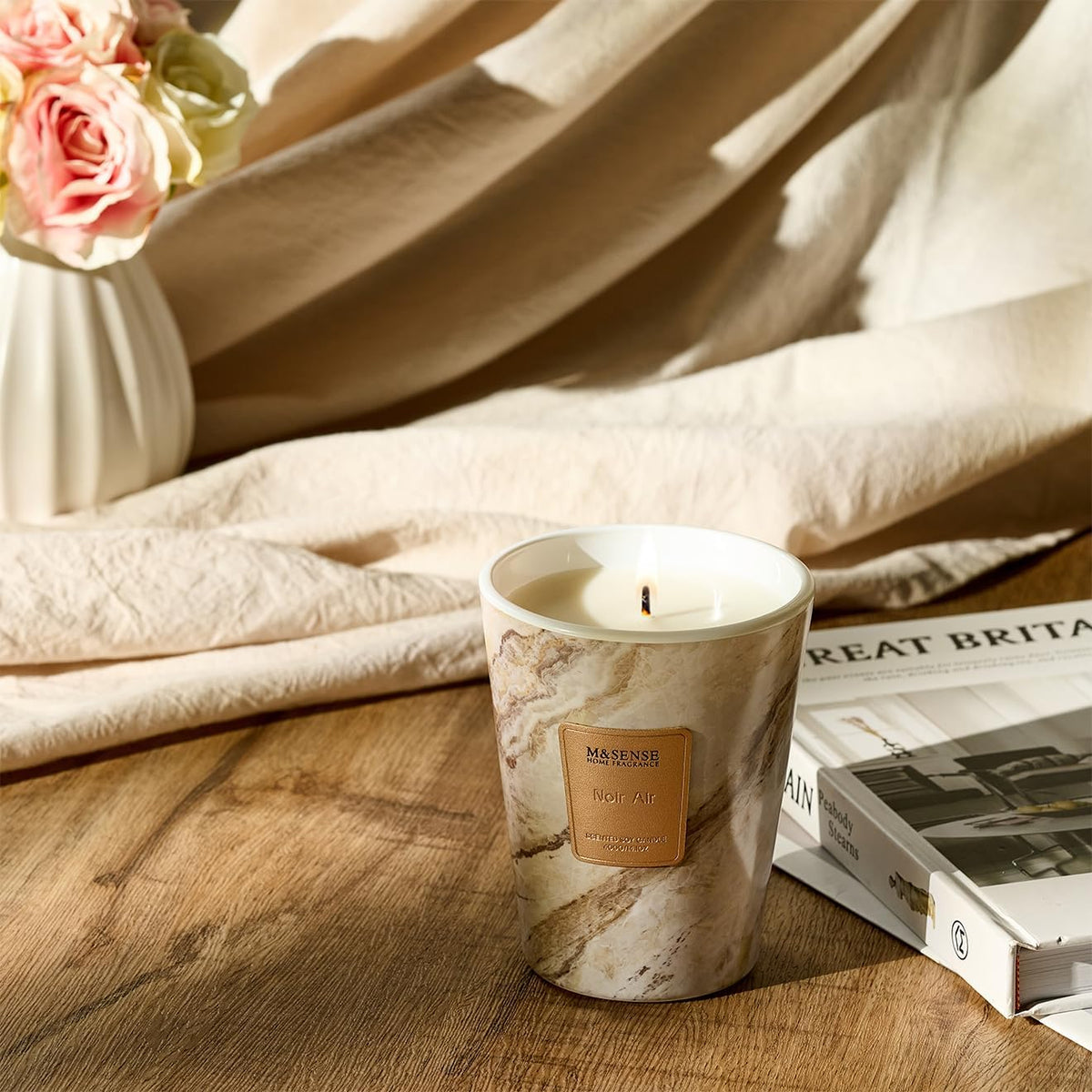 M&SENSE NoirAir Scented Candles for Home, Lead-Free Wick Highly Scented Jar Candles, 14.1 Oz 80
