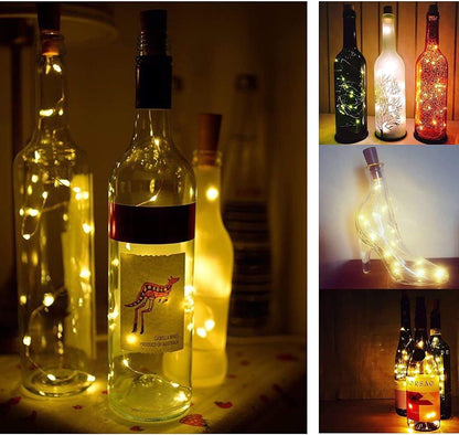 YJFWAL 24Pack 20LED Wine Bottle Lights with Cork, Cork Shape Silver Copper Wire Fairy Mini String
