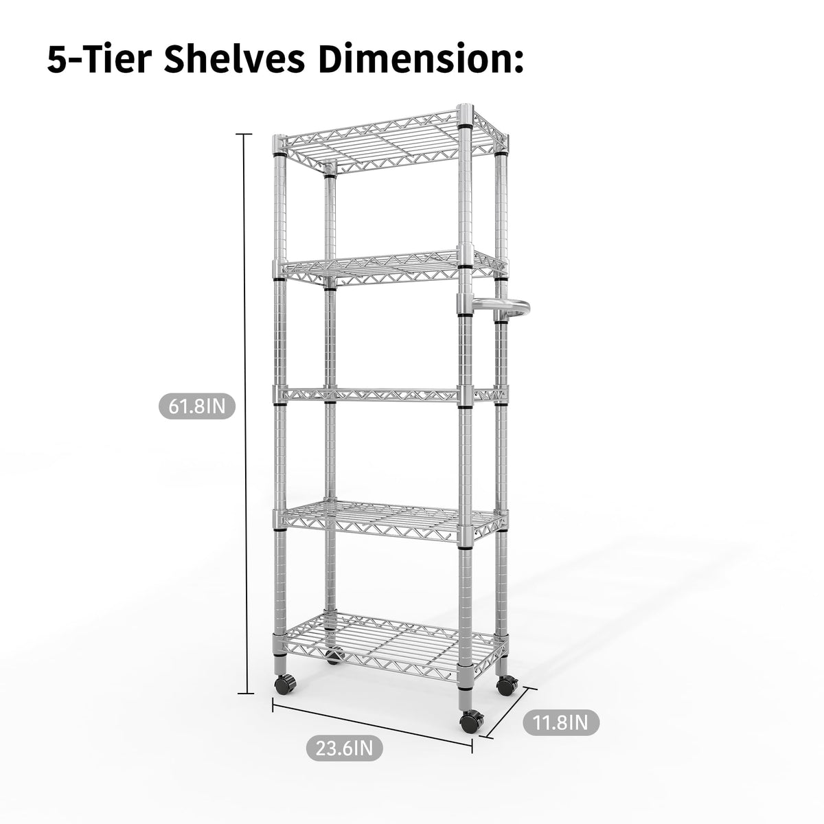 GarveeHome 5-Tier Heavy Duty Storage Shelves 1100 LBS Metal Wire Rack Shelving with Lockable