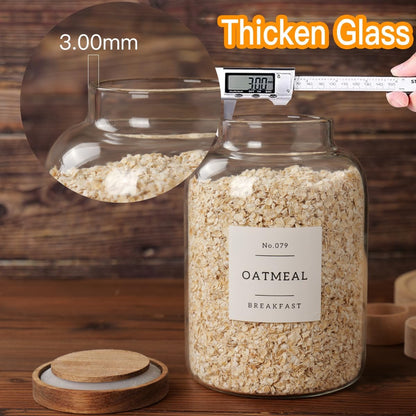 2 PCS Large Glass Jar with Airtight Lid, Glass Food Storage Jars for Tea,Spice,Cereal