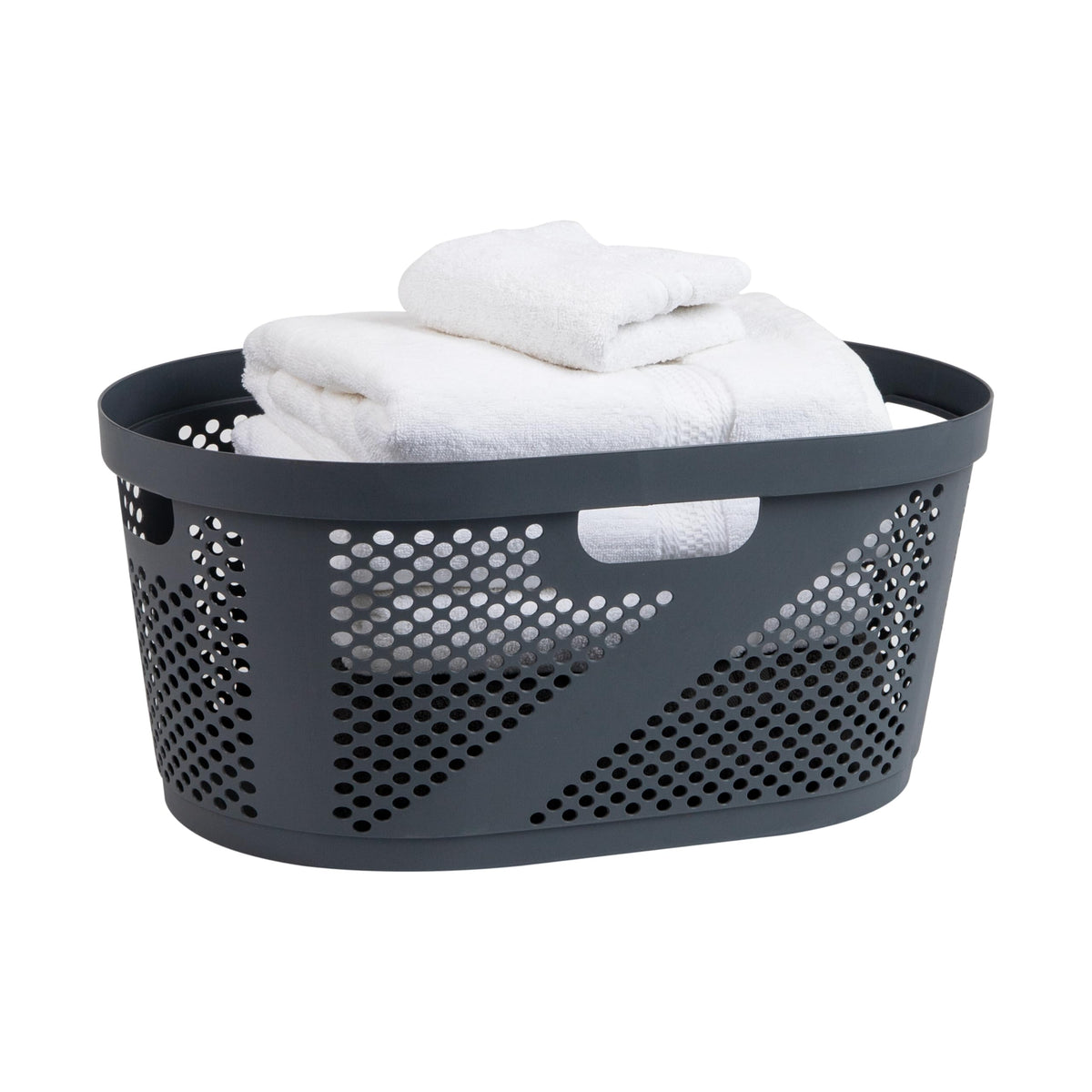 Mind Reader 40L Laundry Basket, Clothes Hamper, Premium Wicker Design, Plastic, Gray