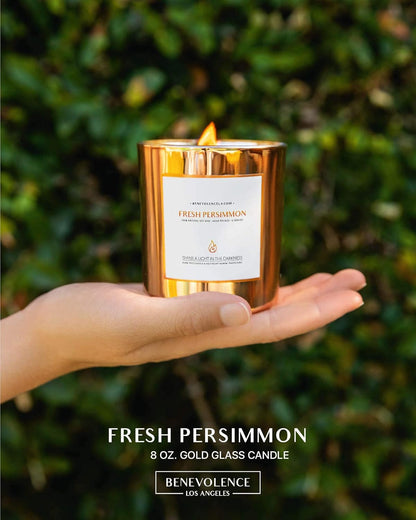 Benevolence LA Fresh Persimmon Wood Wick Candles | Soy Scented Candles for Home | Gifts for Women