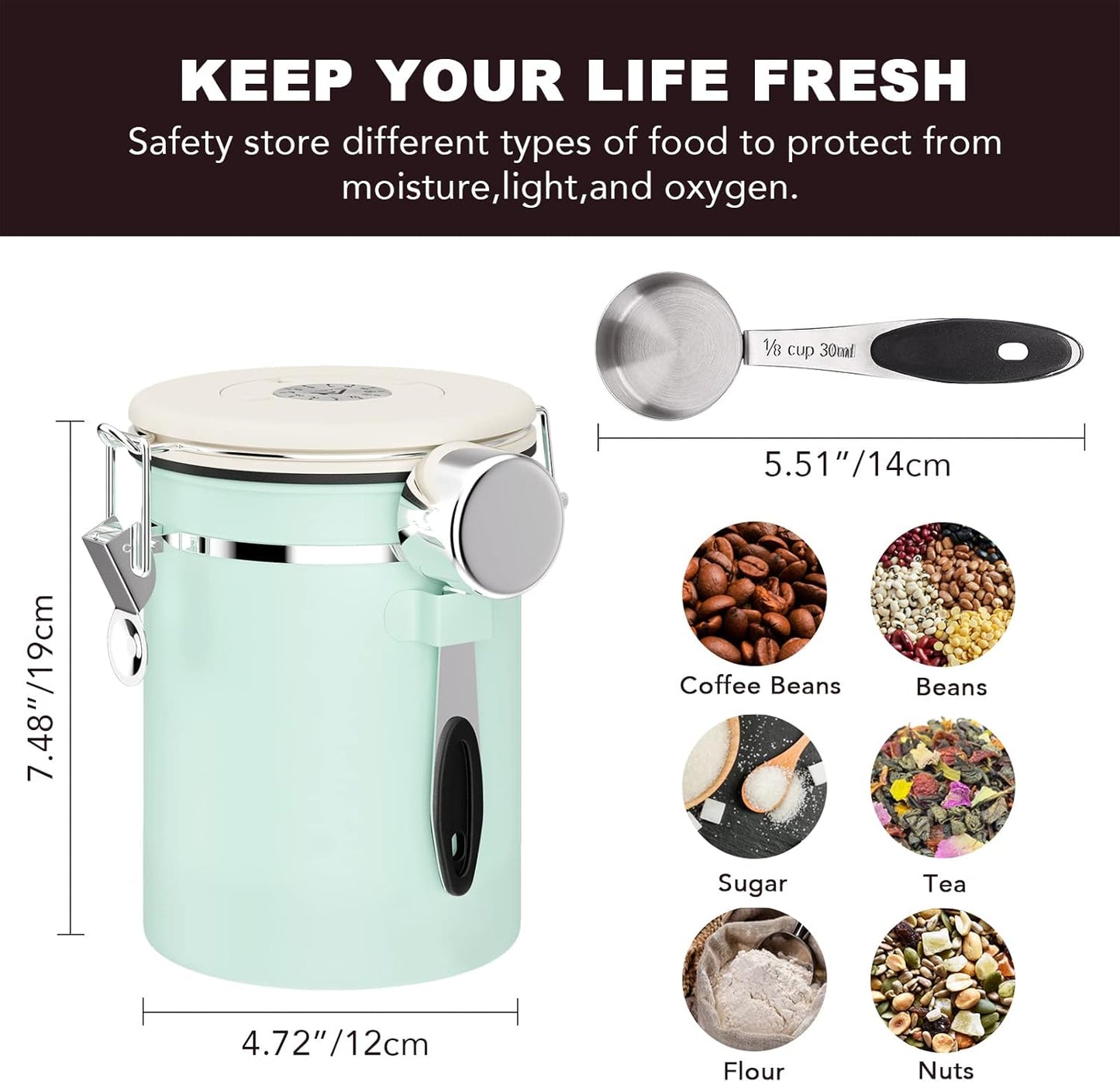 ShanSon Coffee Canister Airtight Coffee Container Stainless Steel Coffee Bean Storage Container