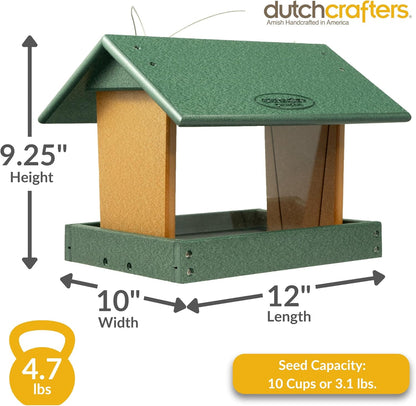 Poly Hanging Hopper Bird Feeder, Large Hanging Bird Feeder for Outside, Outdoors - Amish American
