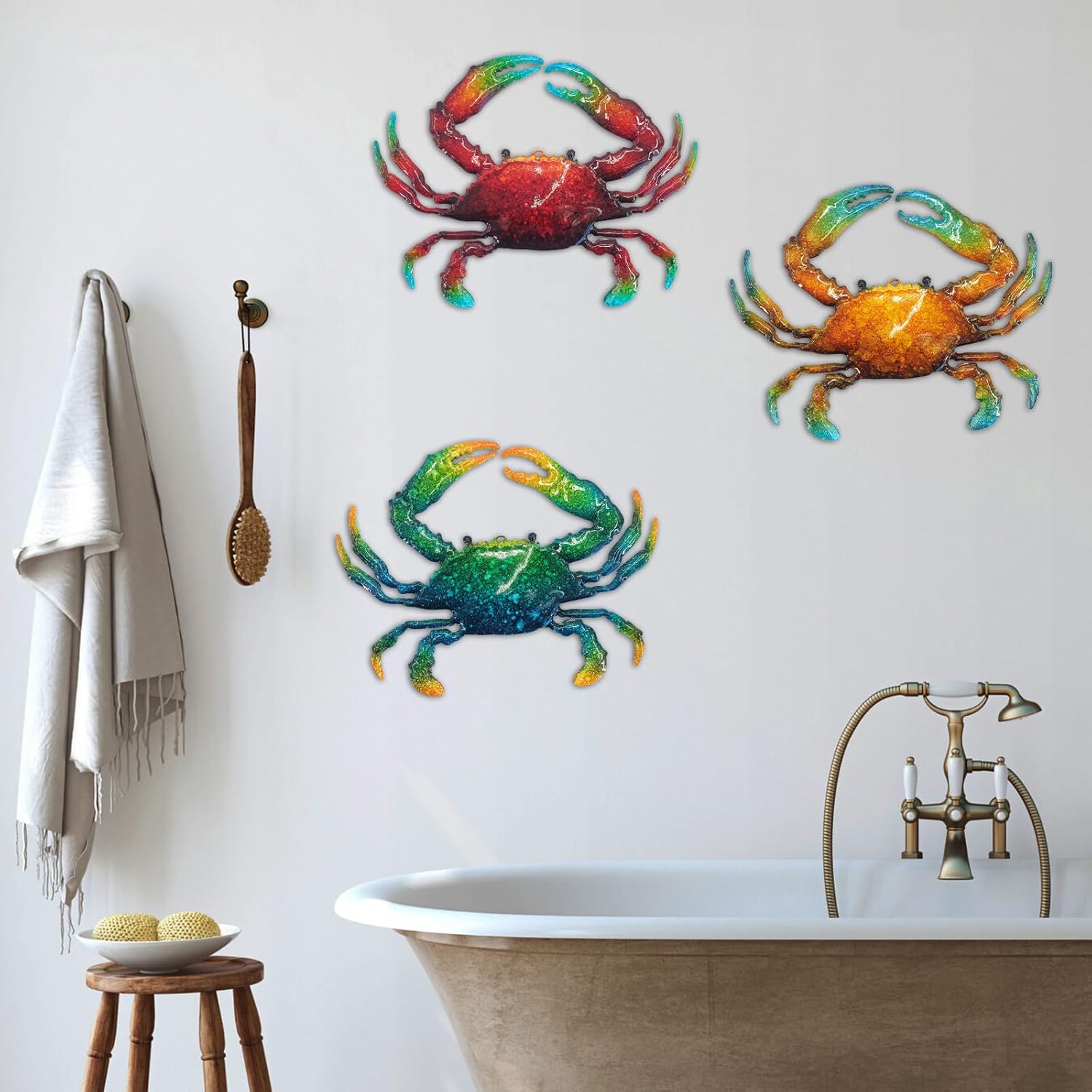 John's Studio Metal Crab Sea Wall Decor Outdoor Garden Hanging Art Sculptures Home Ocean Theme