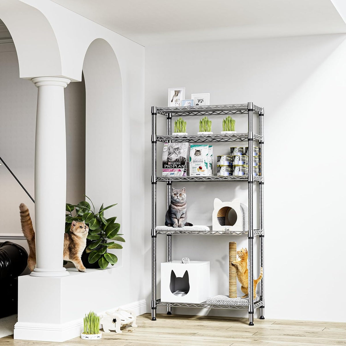 1250 lbs 5 Tier Shelf Metal Storage Shelves Shelving Wire Rack Heavy Duty Closet Organizers for
