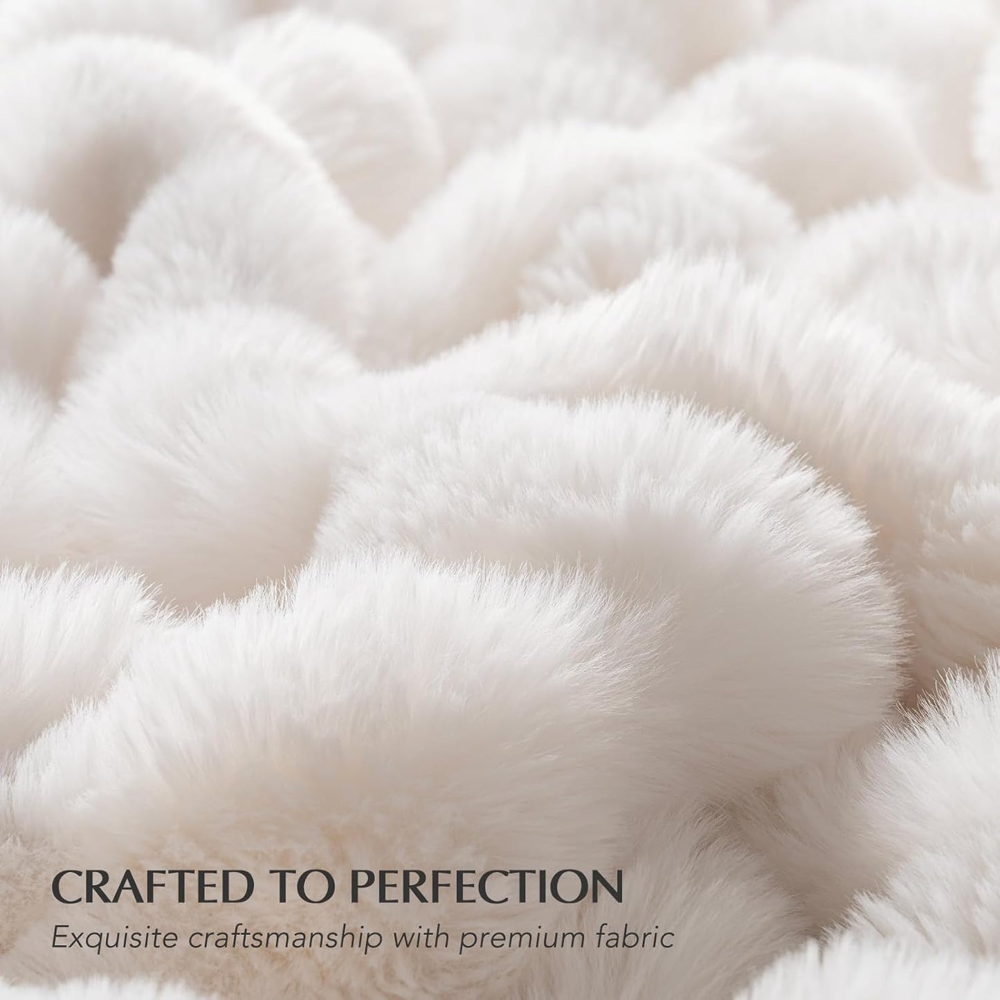 EVERGRACE Ultra Soft Luxury Fluffy Ridgeline Faux Rabbit Fur Throw Blanket, Thick Warm Bubble Throw