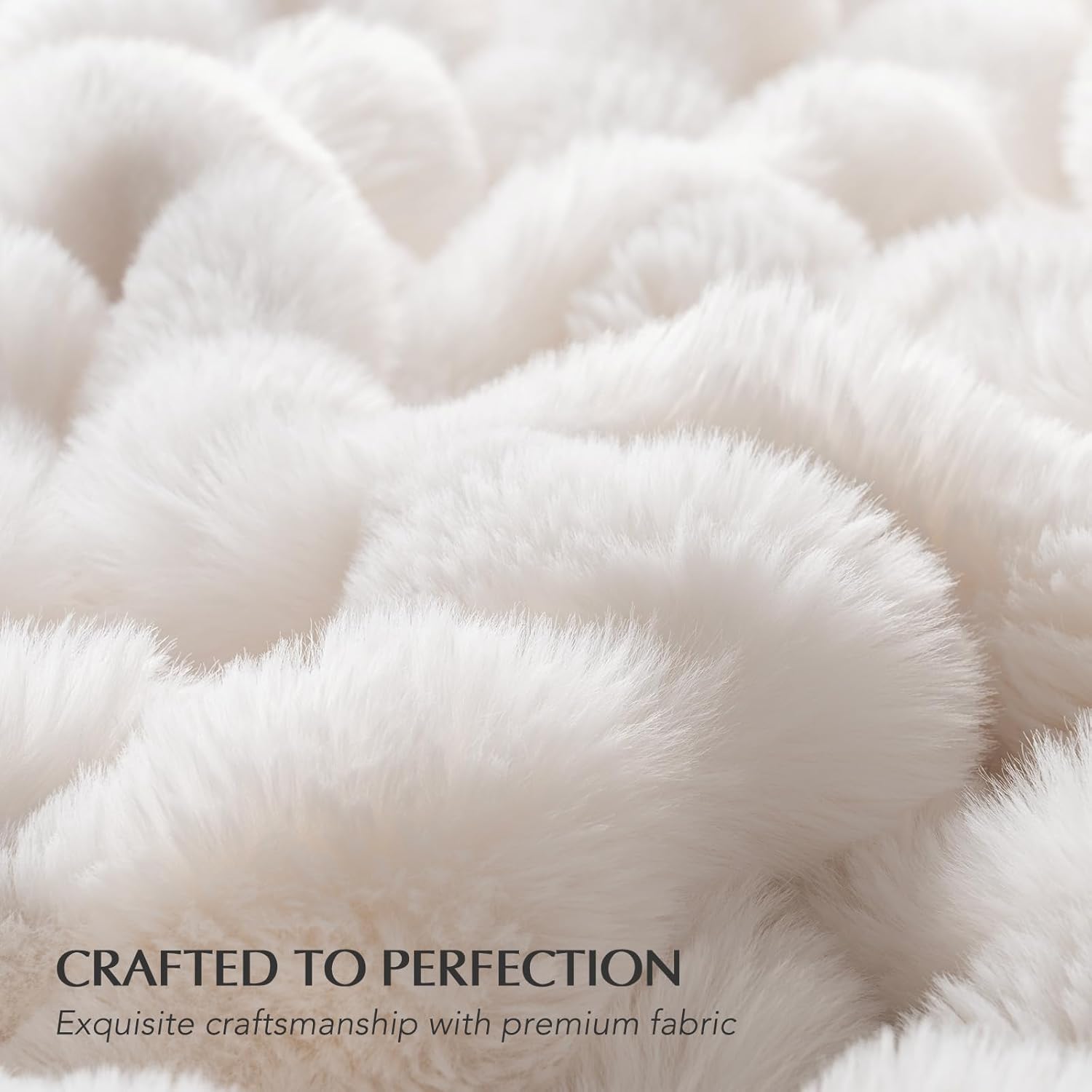 EVERGRACE Ultra Soft Luxury Fluffy Ridgeline Faux Rabbit Fur Throw Blanket, Thick Warm Bubble Throw
