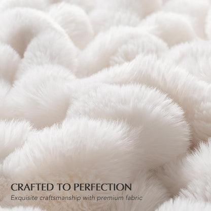 EVERGRACE Ultra Soft Luxury Fluffy Ridgeline Faux Rabbit Fur Throw Blanket, Thick Warm Bubble Throw