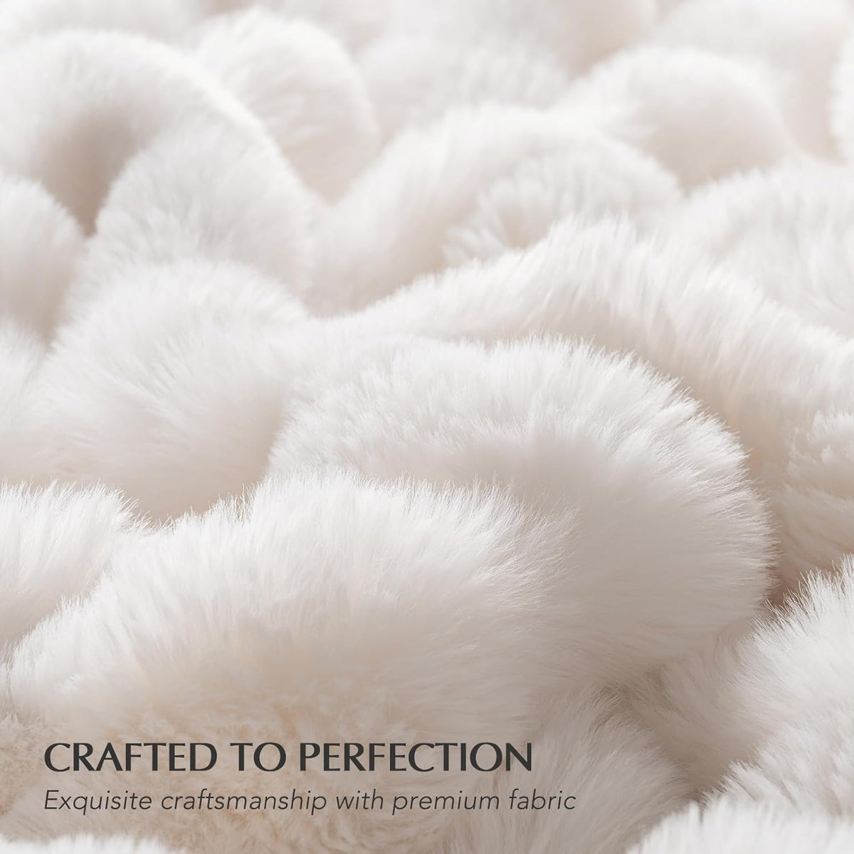 EVERGRACE Ultra Soft Luxury Fluffy Ridgeline Faux Rabbit Fur Throw Blanket, Thick Warm Bubble Throw