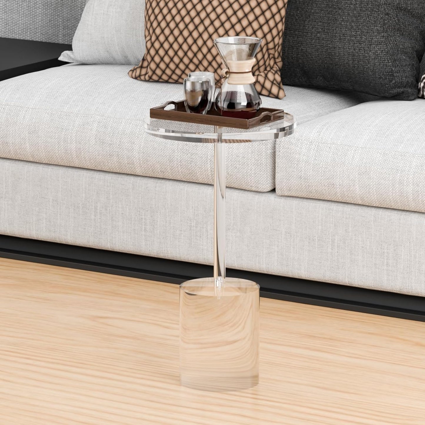 Acrylic End Table, Modern Minimalist Acrylic Side Tables, Clear Side Table for Living Room