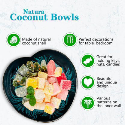 Coconut Bowls Decorative Candy Dish - Heart Acai Bowl, Natural Wooden Candy Dish, Key Bowl Holder