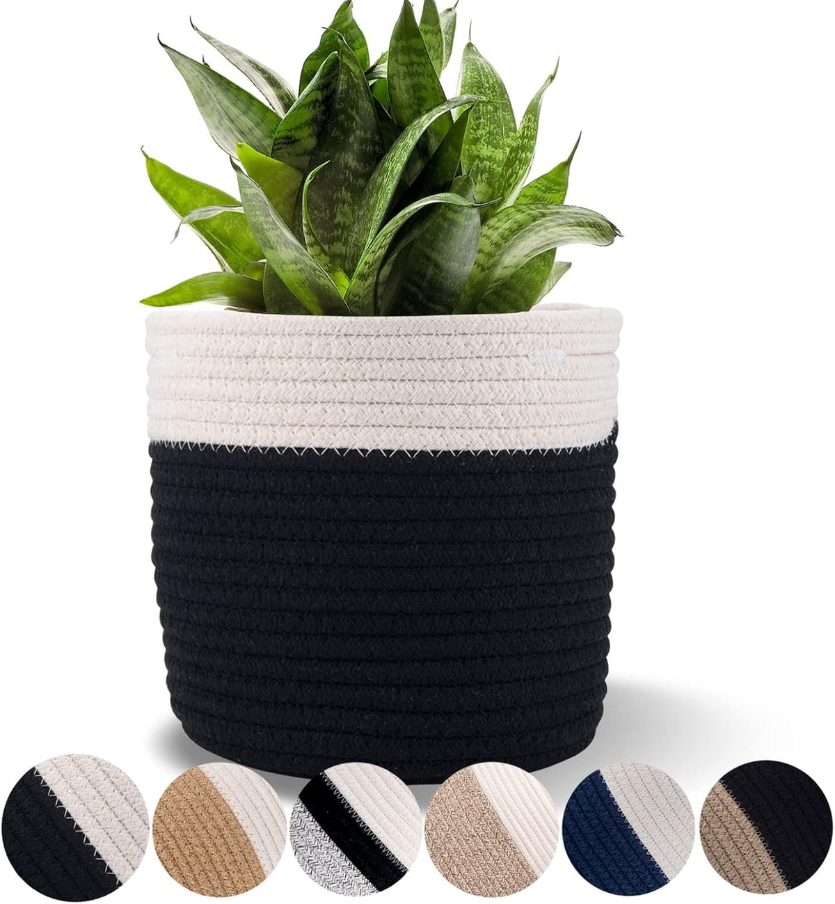 6.5 inch Planter Baskets for Indoor Planters Cotton Rope Flower Plant Pots Cover,Woven Storage